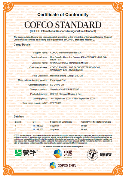 Certificate of Conformity